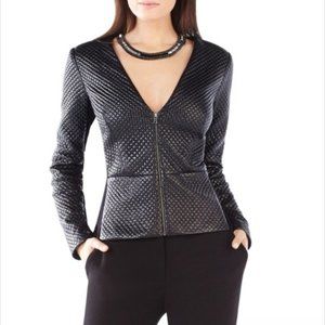 BCBGMaxAzria Black Pearson Quilted Faux Vegan Leather Jacket